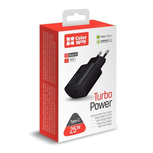 ColorWay USB töltő adapter Power Delivery Port PPS USB Type-C (25W) Black