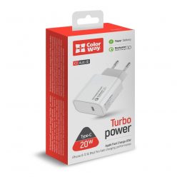   ColorWay USB töltő adapter Power Delivery Port USB Type-C 20W V2 White