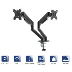   Akyga AK-MB-06 Dual Gas Spring Monitor Arm Double Desk Mount 2x10kg VESA 75x75mm / 100x100mm 15-32"