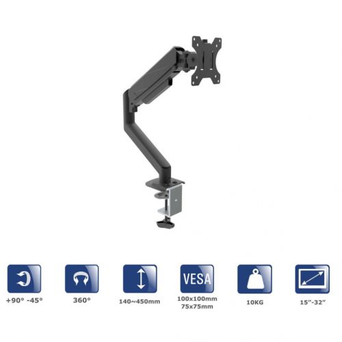 Akyga AK-MB-05 Single Gas Spring Monitor Arm Desk Mount 10kg VESA 75x75mm / 100x100mm 15-32"