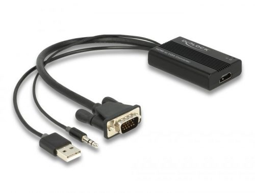 DeLock HDMI to VGA Adapter with Audio 25cm Black