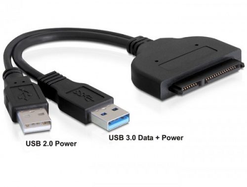 DeLock Converter SATA 6 Gb/s 22 pin > USB 3.0-A male + USB 2.0-A male