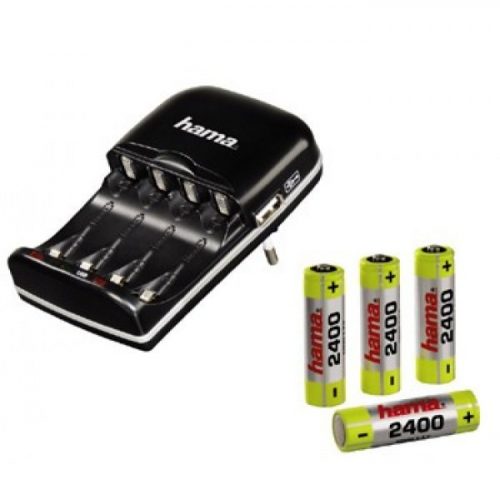 Hama akkutöltő szett"Combo" + 4x2400mAh AA, Black