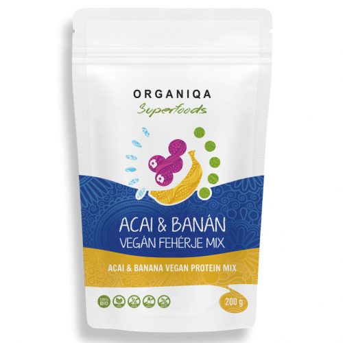 Organiqa 100% bio vegán fehérje mix acai-banán 200 g