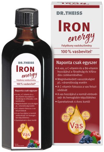 Dr.Theiss iron energy folyékony étrend-kiegészítő vassal és vitaminokkal, édesítőszerrel 500 ml