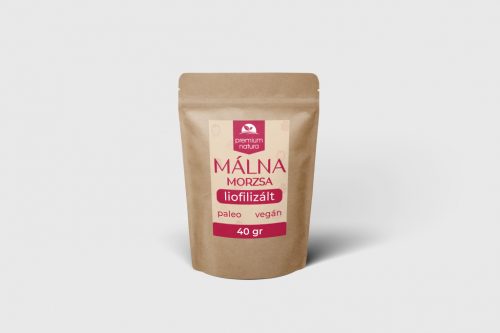 Premium Natura liofilizált málna darabok, morzsa 40 g