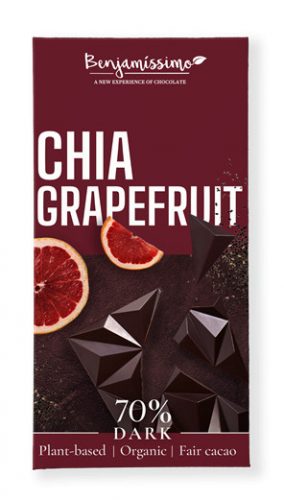 Benjamissimo bio vegán fekete csokoládé chia grapefruit 60 g