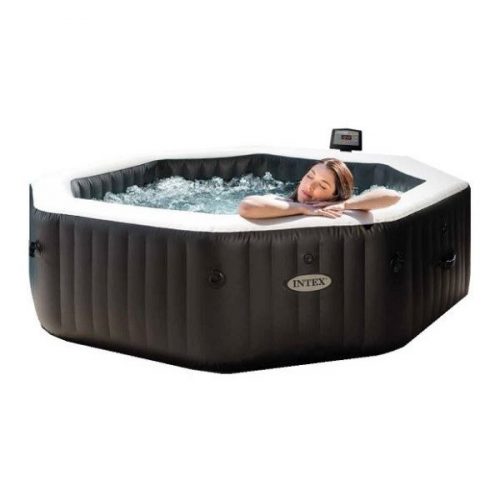 INTEX PureSPA Onyx Black Octagon jacuzzi, sóbontó készülékkel, 4 személyes, D201 x 71 cm, fekete / fehér (28454)