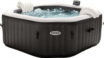 INTEX PureSPA Onyx Black Octagon jacuzzi, sóbontó készülékkel, 6 személyes, D218 x 71 cm, fekete / fehér (28462)