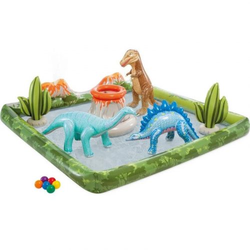 INTEX Jurassic Adventure Play Center felfújható vízicentrum, élménymedence, 201 × 201 × 36 cm