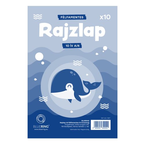 Rajzlap A4, félfamentes fóliázva Bálnás Bluering® 10 ív/csomag,