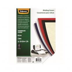   Hátlap, A4, 250 g, vászonhatású, Fellowes® Linen, 100 db/csomag, fekete