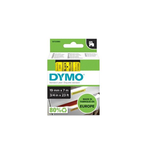 Feliratozógép szalag Dymo D1 S0720880/45808 19mmx7m, ORIGINAL, fekete/sárga 