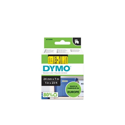 Feliratozógép szalag Dymo D1 S0720980/53718 24mmx7m, ORIGINAL, fekete/sárga 