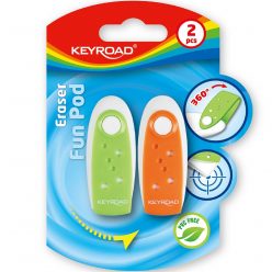   Radír, PVC mentes 2 db/bliszter Keyroad Fun Pod vegyes színek