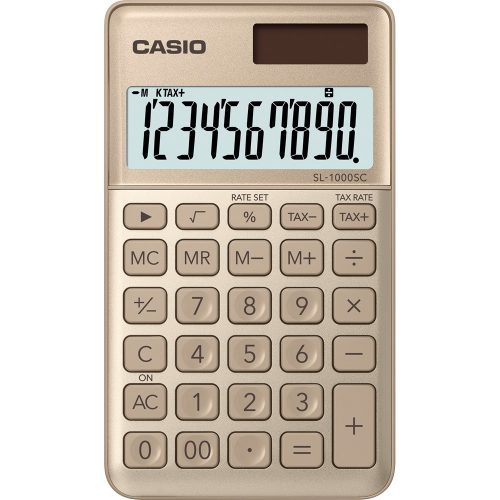 Zsebszámológép 10 digit Casio SL 1000 arany