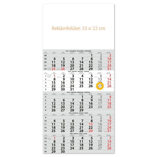 Speditőr naptár3 tömb 5 hónap 300 x 480 mm üres fejrész Dayliner 2024.