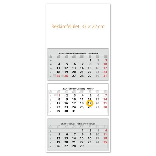 Speditőr naptár4 tömb 3 hónap TRN 350 × 755 mm üres fejrész Dayliner 2024.