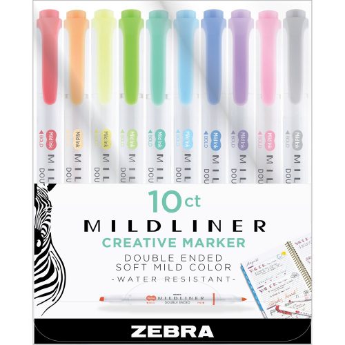 Szövegkiemelő 1-3,5mm, kétvégű Zebra Mildliner Cool & Refined 10 szín/készlet