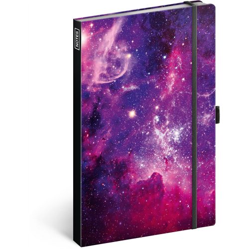 Keménytáblás notesz vonalas krémszínű lapokkal leszorító gumiszalaggal Galaxy  130x210mm, Presco