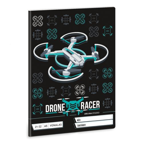 Füzet iskolai A5, 32lap, vonalas 21-32 4-8 osztályos Ars Una DRONE RACER (5131) 22  10db/csomag