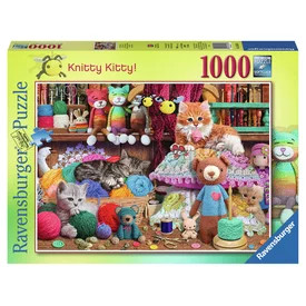 Puzzle 1000 db - Kötögetés cicákkal