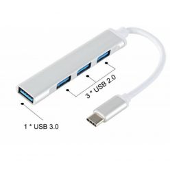   Type C 3.0, HUB 4 portos USB-elosztó fehér, többeszközös csatlakoztatáshoz