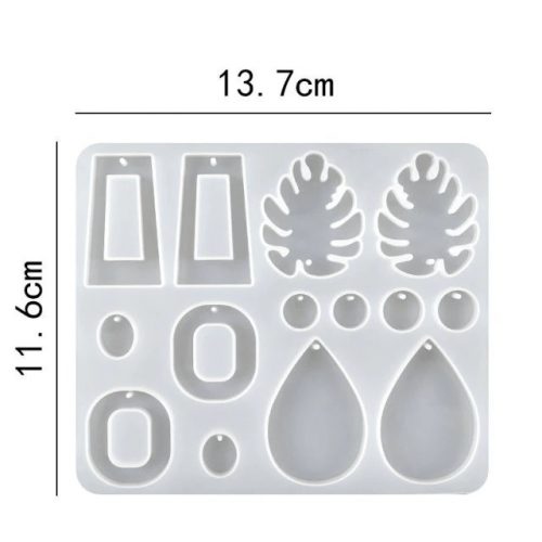 Szilikon öntőforma fülbevaló készítéshez - 11.6x13.7cm méretben