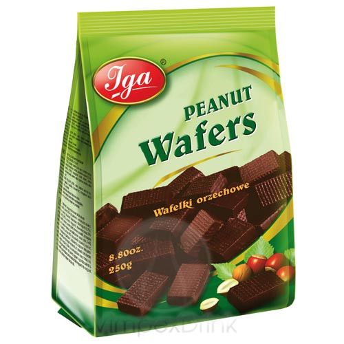 Iga Nut Wafers Chocolate Mogyorós nápolyi tasakban 250g /12/