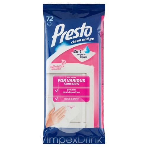 Presto clean antisztatikus törlőkendő 72db