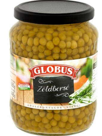 GLOBUS KONZERV Zöldborsó 720ml üveg