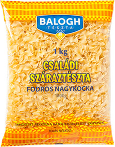 BALOGH Családi száraztészta 1kg Fodros nagykocka toj.nél.