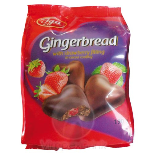 Iga Filled Gingerbread Töltött bevonós puszedl epres ét 190g /12/