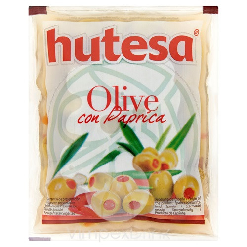 HUTESA Olajbogyó - zöld, paprikakrémmel töltött, zacskós 180g/80g